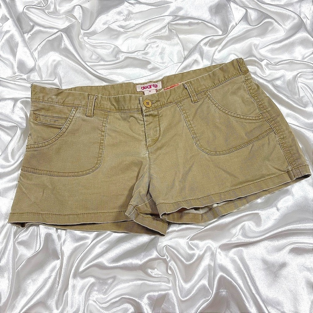y2k Dear Abby Corduroy Shorts Tan Utility Pockets Waist Tabs Size 10